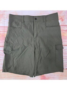 Orvis Mens Green Cargo Shorts Size 32 Lightweight Outdoor Hiking Utility Style